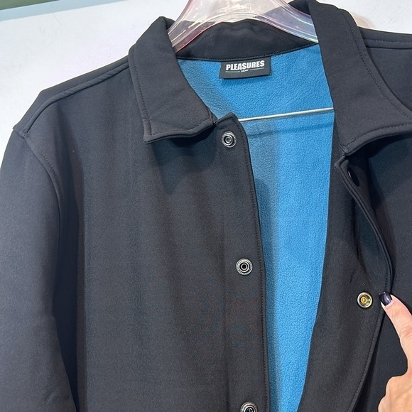 PLEASURES IM A THREAT TO THE SYSTEM X-RAY COACHES JACKET SIZE LARGE NWOT BLACK - Picture 7 of 7